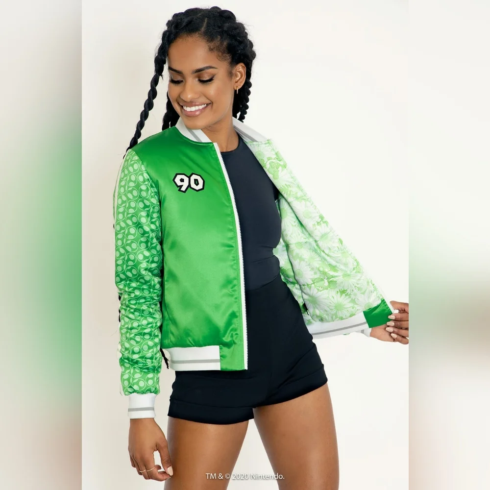 BLACKMILK YOSHI SHINY BOMBER JACKET M NWT POKEMON UNISEX - Picture 3 of 9